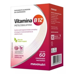 Vitamina B12 Frutas Vermelhas Maxinutri Caixa 60 Comprimidos Mastigáveis