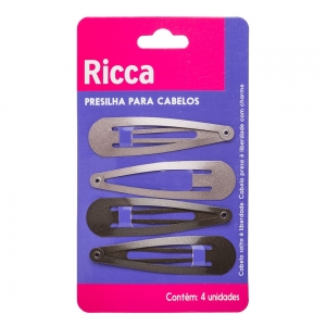 Presilha Tic Tac Metallic Brunette Ricca – Kit com 4 unidades