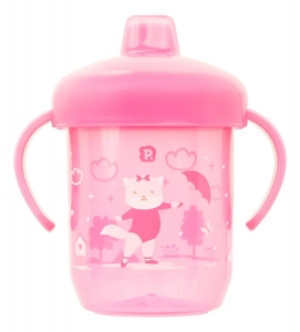 Copo de Treinamento Pimpolho Rosa Gato 240ml – Conforto e Segurança para os Primeiros Passos