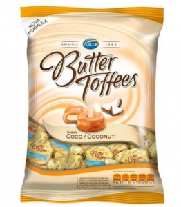 Butter Toffees Bala Sabor Coco Pacote 100g