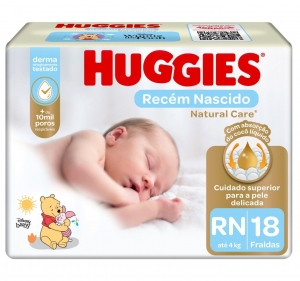 Huggies Natural Care RN Jumbo – Fralda Recém-Nascido, 18 Unidades