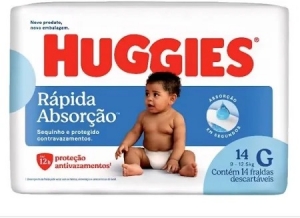 Fralda Huggies Rápida Absorção Jumbinho G 14 Unidades