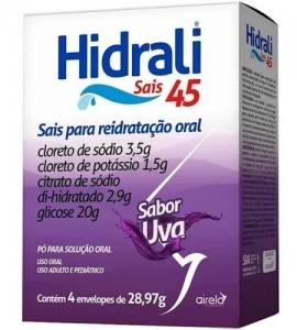 Hidrali Sais 45 Envelopes Pó Sabor Uva 4 Unidades