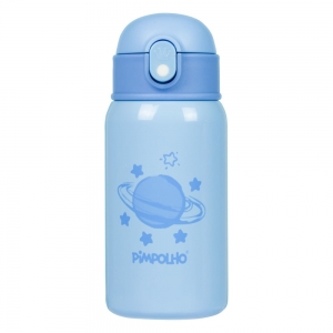 Garrafa Térmica Inox 400ml com Canudo Pimpolho Azul Planeta – Hidratação com Estilo para os Pequenos