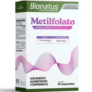 Suplemento de Ácido Fólico Ativo Metilfolato 30 Comprimidos