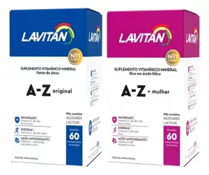 Kit Lavitan A-z Casal / Homem E Mulher (60 Comp Cada Frasco) Sabor Sem Sabor