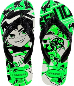 Sandália Havaianas Kids Ben 10 Branco Preto 23/24
