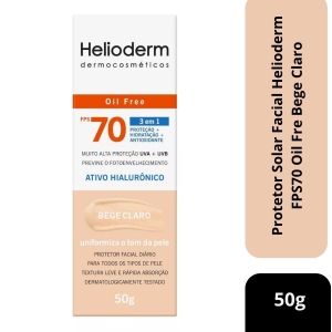 Protetor Solar Facial Helioderm FPS70 Oil Fre Bege Claro 50g