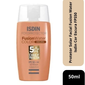 Protetor Solar Facial Fusion Water Isdin Cor Escura FPS 50