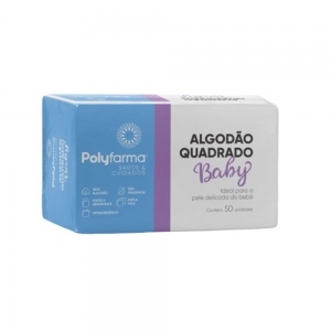 Algodão Polyfarma Baby 50un Quadrado – Toque Suave e Seguro