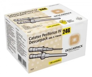 Cateter Periférico Descarpack IV 24G Teflon 100 Unidades
