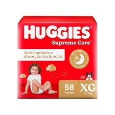 Huggies Supreme Care XG – Fardo com 3 Pacotes de 58 Unidades