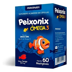 Suplemento Alimentar Peixonix Ômega 3 Maxinutri Sabor Cereja 60 cápsulas mastigáveis