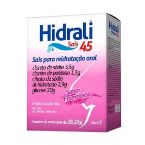 Hidrali Sais 45 Envelopes Pó Sabor Framboesa 4 Unidades