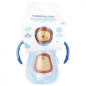 Copo de Treinamento Pimpolho Azul Leão 280ml – Autonomia com Diversão e Segurança para os Pequenos