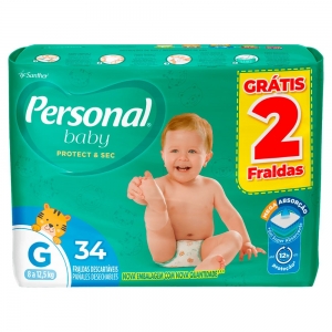 Personal Baby Protect & Sec G Mega – Fralda Infantil, Pack 34 Unidades