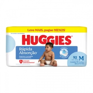 Fralda Huggies Rápida Absorção M 92 Unidades