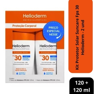 Kit Protetor Solar Suncare Fps 30 120ml Helioderm - 2 Und
