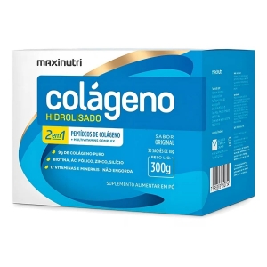 Colágeno Hidrolisado 2 Em 1 Maxinutri 300g - 30 Sachês De 10g - Sabor Original