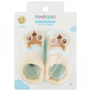 Meia Bichinho LED Pimpolho Azul Gato 00-15 – Conforto e Diversão para os Pezinhos do Bebê