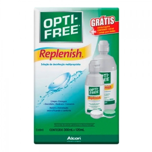 Opti-Free Replenish Solução para Lentes de Contato 300ml + 120ml – Hidratação e Limpeza Completa