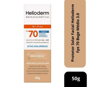 Protetor Solar Facial Helioderm Fps 70 Bege Médio 3.0 50g