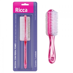 Escova para Pés Ricca com Pedra Pomes para Hidratação