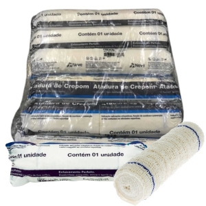 Fixação Confiável – Atadura Crepe Neve 13F 20cm x 1,8m Pacote com 12 Unidades
