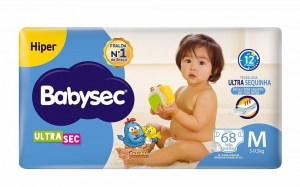 Babysec UltraSec Hiper M – Fralda Descartável Infantil, 68 Unidades