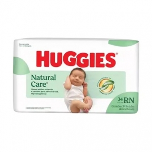 Fralda Descartável Huggies Natural Care RN 34 Unidades
