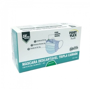 Máscara Descartável Tripla Camada Fort Flex c/50