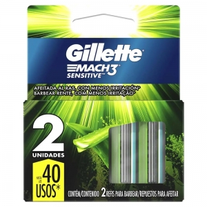 Barbear Suave – Carga Gillette Mach3 Sensitive com 2 Unidades
