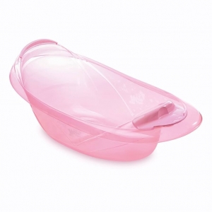 Banheira Adoleta 22 Litros Rosa Transparente – Conforto e Segurança na Hora do Banho do Bebê