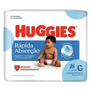 Fralda Huggies Rápida Absorção G 28 Unidades