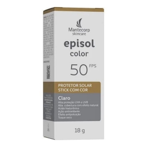 Protetor Solar Facial Episol Color Stick FPS 50 Claro 18g