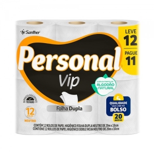 Personal VIP Luxo – Papel Higiênico Dupla Folha 20 m