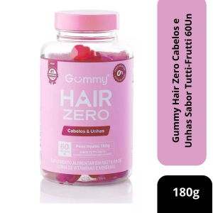 Complemento Alimentar Gummy Hair Zero Tutti Frutti 60 Pastilhas de Goma