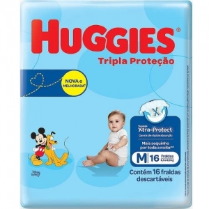 Huggies Tripla Proteção Jumbinho M – Fralda Descartável Infantil, 16 Unidades
