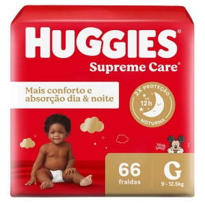 Fralda Descartável Infantil Huggies Supreme Care Tamanho G – 66 Unidades