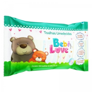 Bebê Love Toalhas Umedecidas Pacote com 100 Unidades