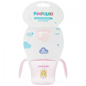 Copo de Treinamento Pimpolho Rosa Girafa 150ml – Praticidade e Conforto para os Primeiros Passos