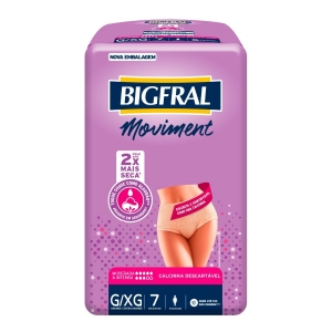 Calça Geriátrica Bigfral Moviment Feminina G/XG 7 Unidades