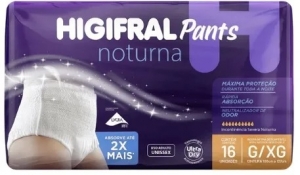 Fralda Roupa Íntima Higifral Noturna G/XG 16 Unidades