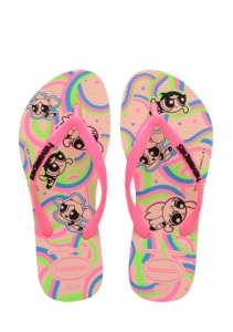Sandália Havaianas Kids Slim Powerpuff Rosa Ballet 27/28