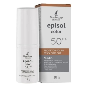 Protetor Solar Facial Episol Color Stick FPS50 Médio 18g