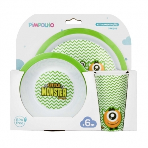 Kit Alimentação 3 Peças Pimpolho Verde Monstrinhos – Diversão e Praticidade nas Refeições do Bebê