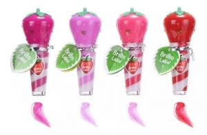 Brilho Labial Vivai Cheirinho de Morango 7 g – Pack Rosa/Vermelho & Hidratação em Forma de Frutinha