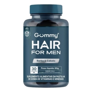 Gummy Hair For Men Barba E Cabelo 30 Gomas Sabor Cola 90g Sabor Cola