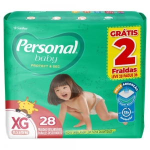 Fralda Personal Baby Protect & Sec XG Leve 28 Pague 26 – 28 Unidades