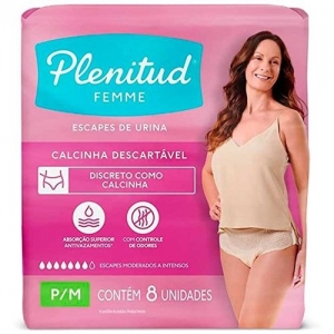 Plenitud Femme Active P/M – Roupa Íntima Descartável Feminina, 8 Unidades